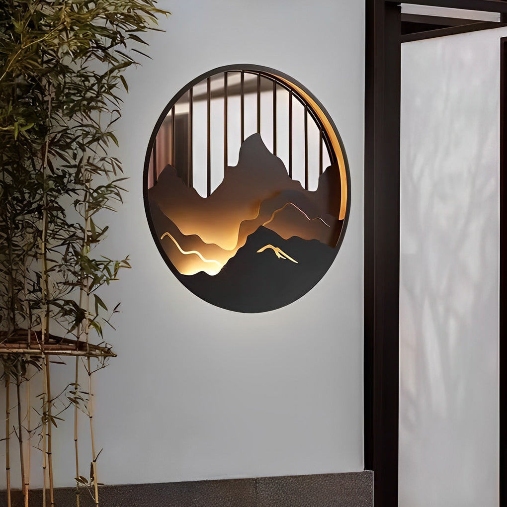 Mountain LED Wall Light Round Landscape Waterproof Light