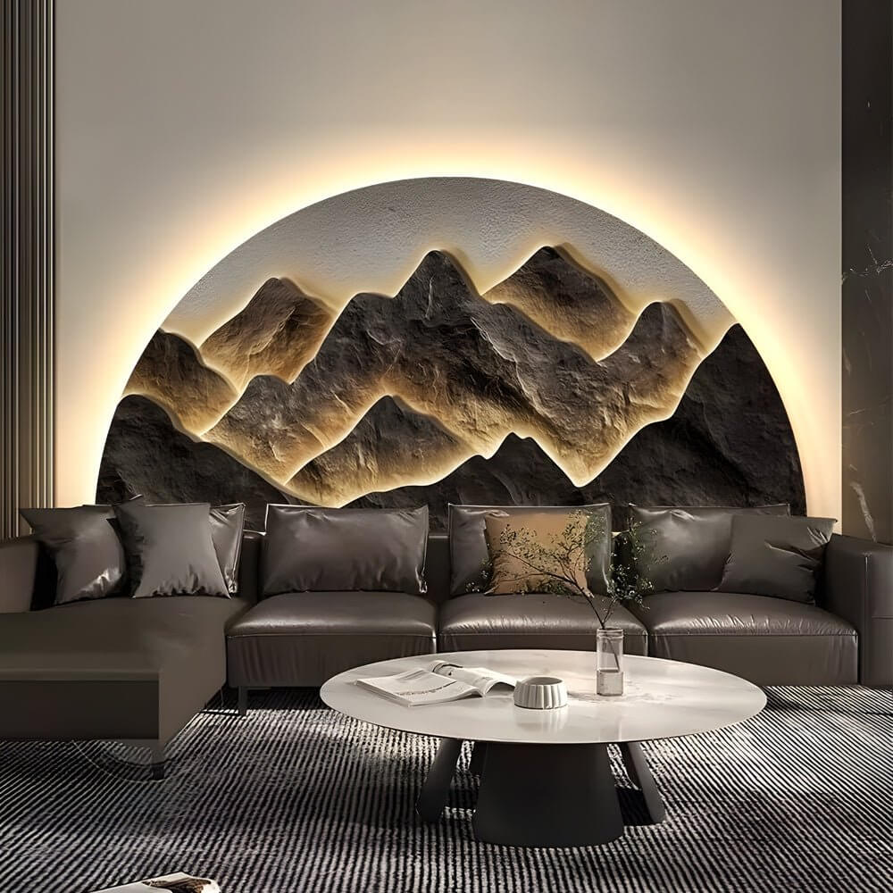 Mountain LED Wall Light Half‑circle Landscape LED Art Panel Lamp