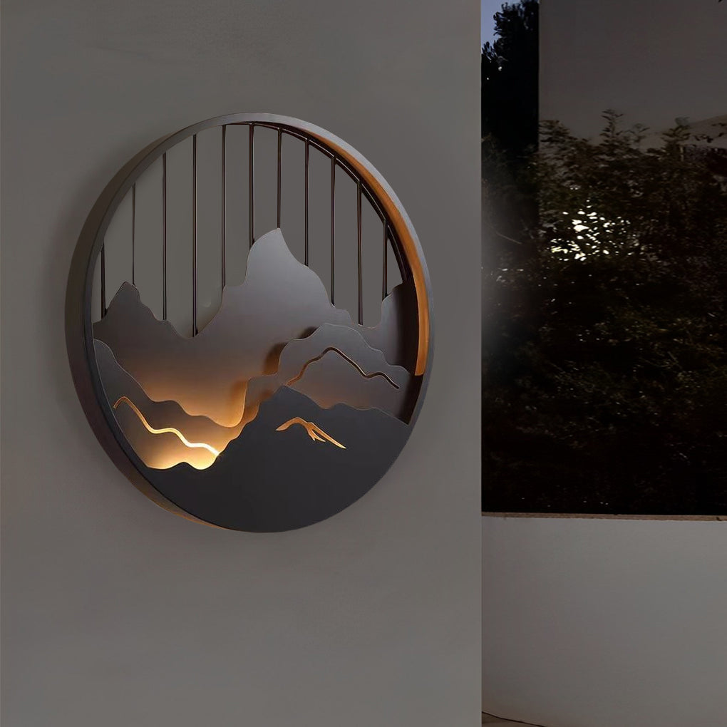 Mountain LED Wall Light Round Landscape Waterproof Light