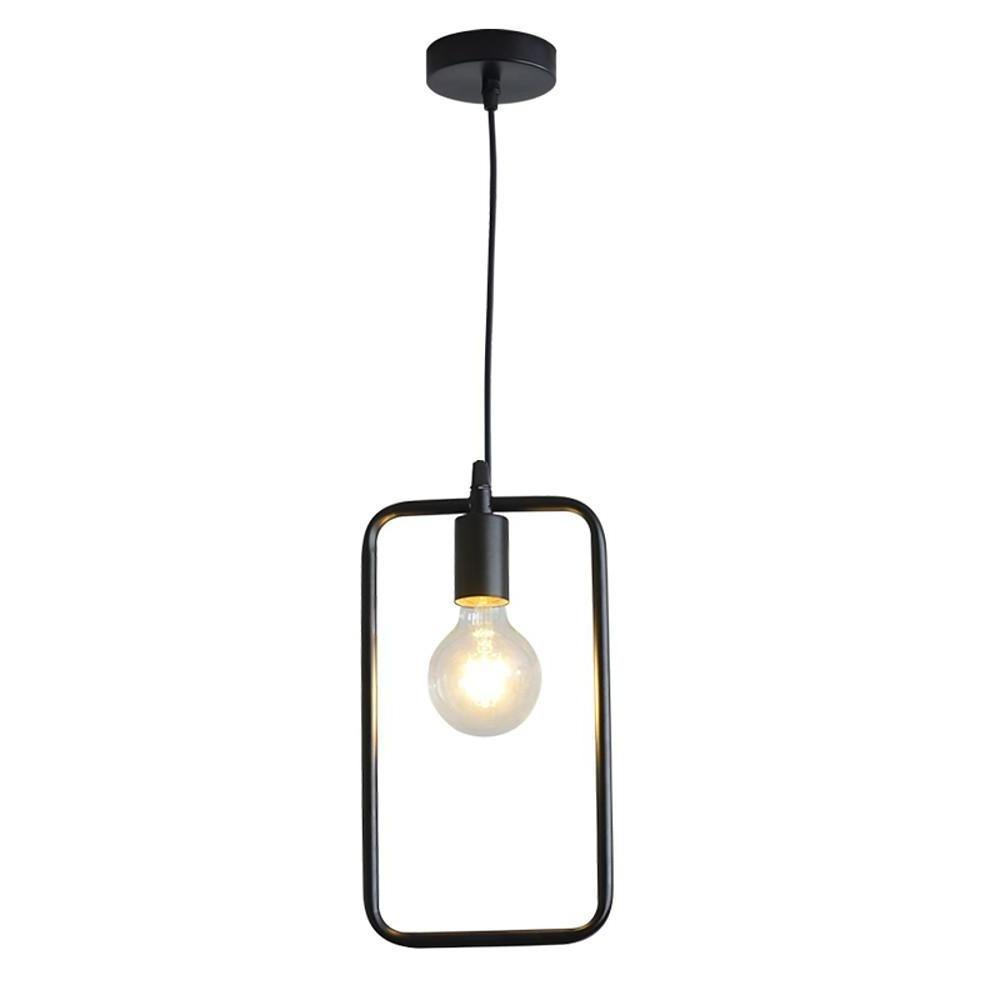 Metal Black and Gold Ceiling Light Rounded Square Pendant Lighting
