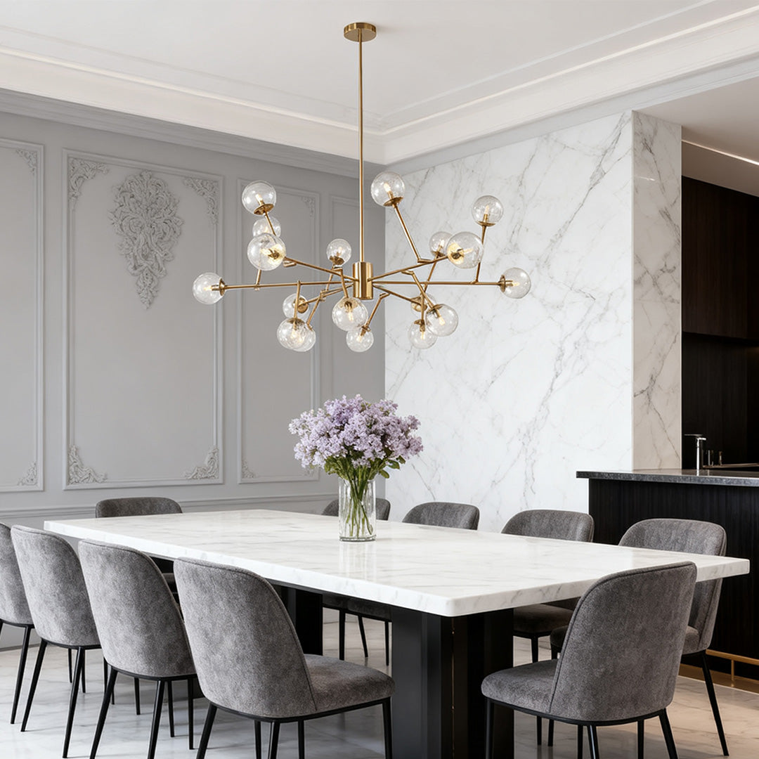 Bubble Sputnik Chandelier Featuring Clear Glass Globes Ceiling Light