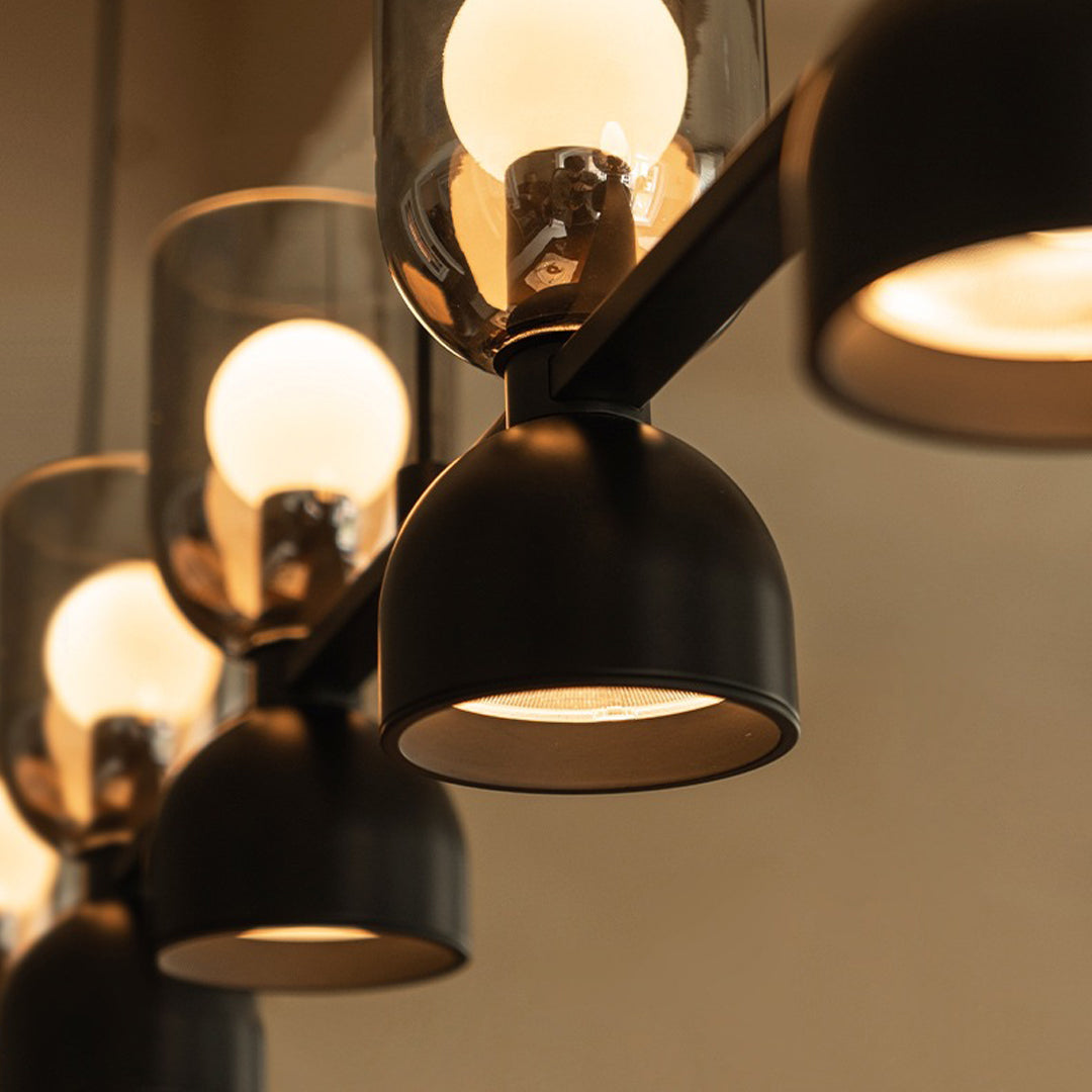 Glass Pendant Chandel Metal Adjustable Ceiling Light