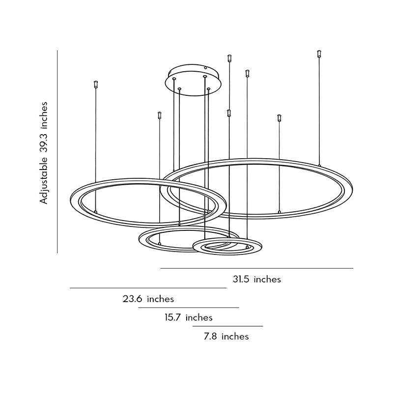 Multi Ring Chandelier Geometric Floating Ring Ceiling Light