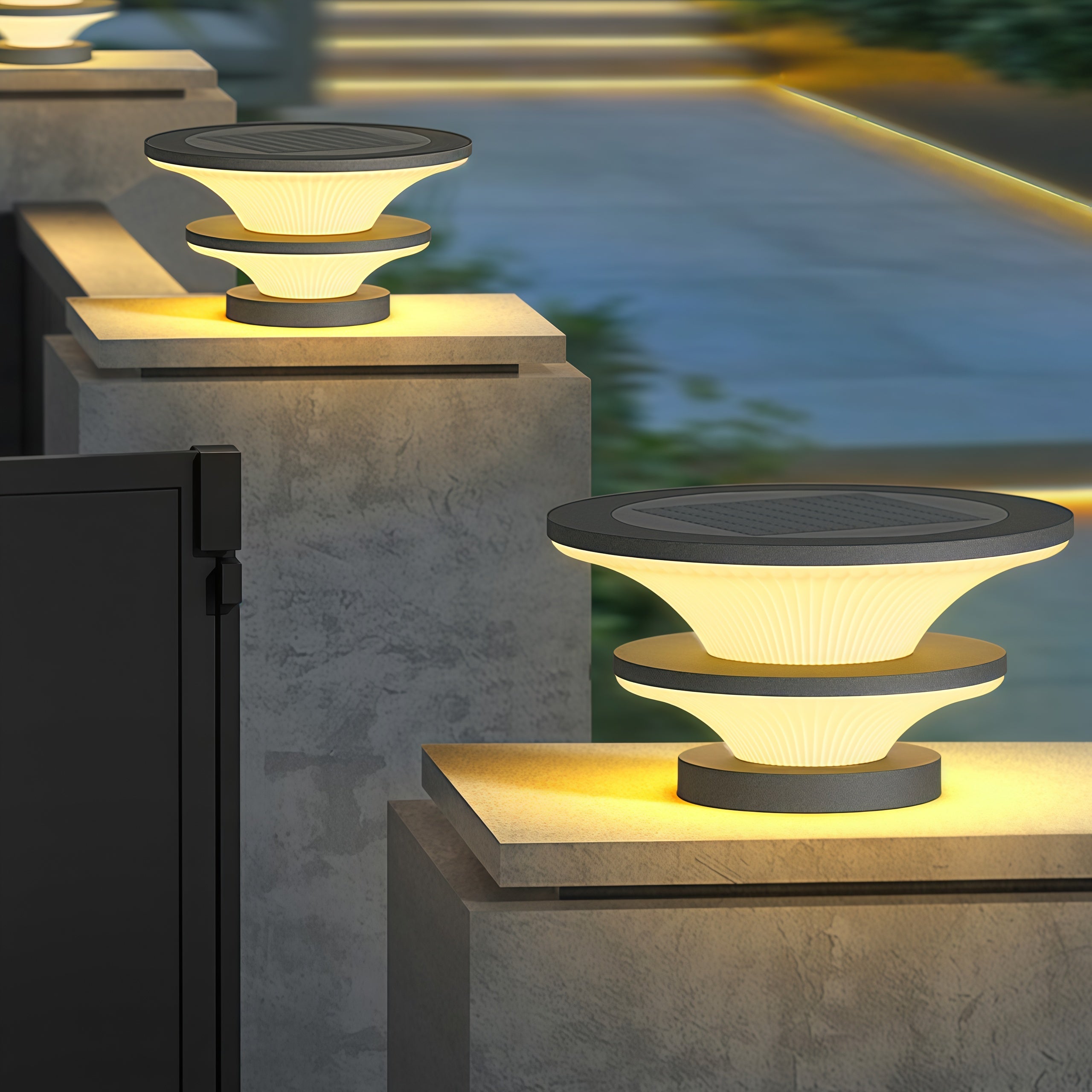 Waterproof Patio Pillar Lights Round Modern