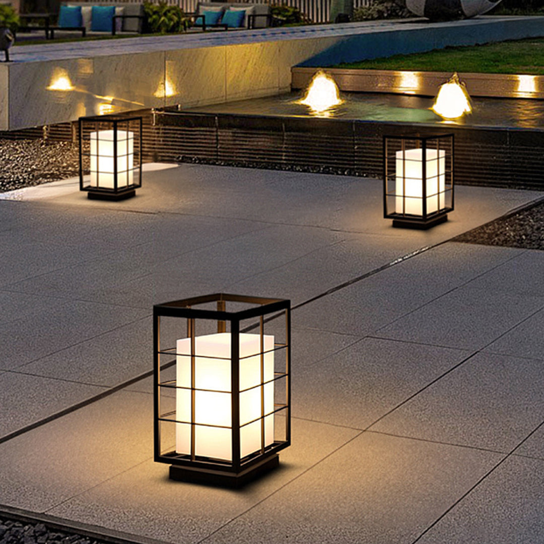 Black Modern Japanese Outdoor Lanterns Waterproof Garden lights