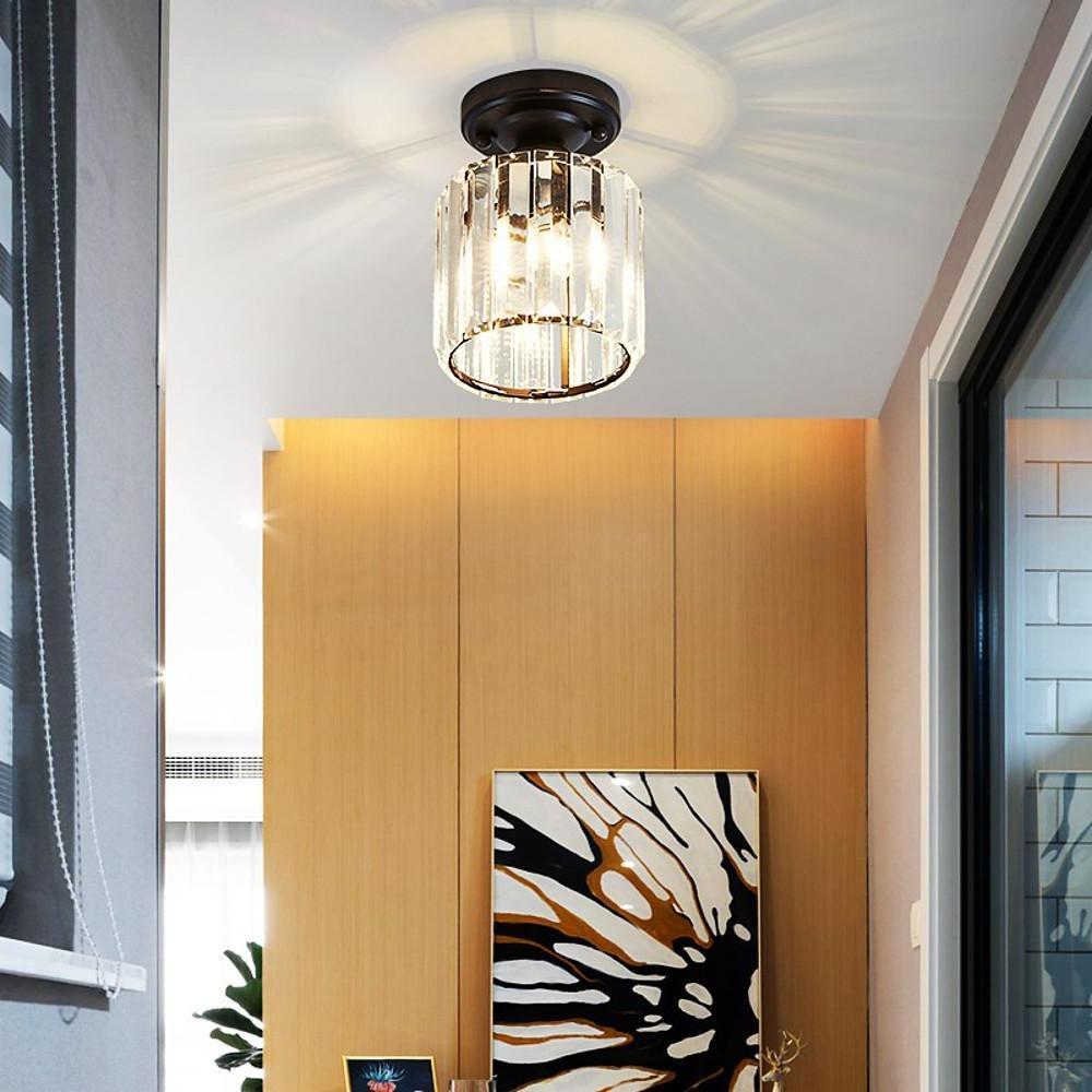 Crystal Foyer Semi Flush Mount Lighting Modern Ceiling Lights