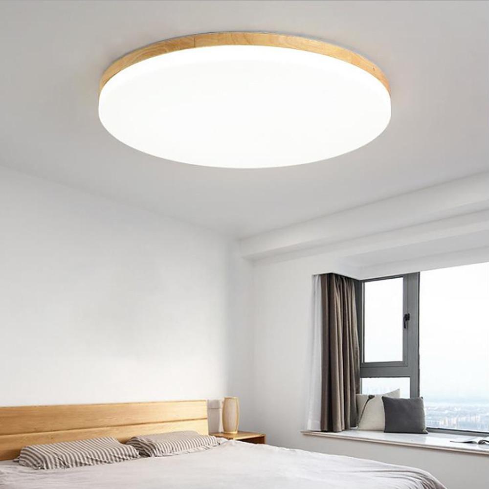Circular Minimalist Flush Mount Light Wood Acrylic LED Ceiling Lights