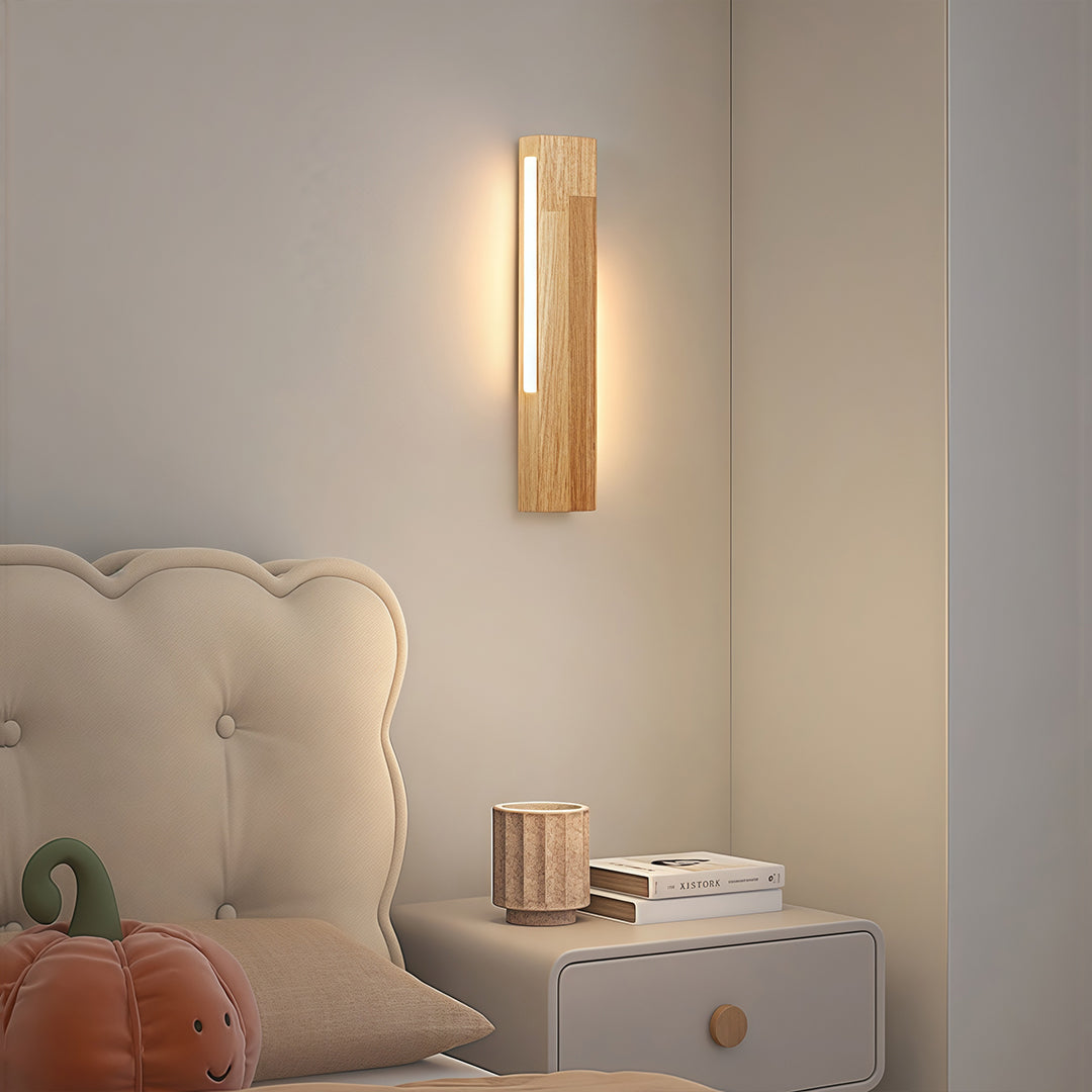 Japanese Wall Light for Bedside Aluminum Wood LED Lamp