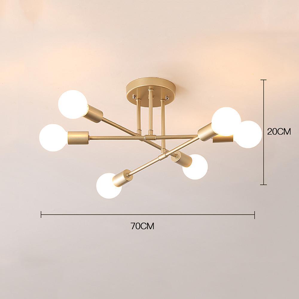6-Lights Globe LED Sputnik Chandelier Modern Iron Ceiling Light