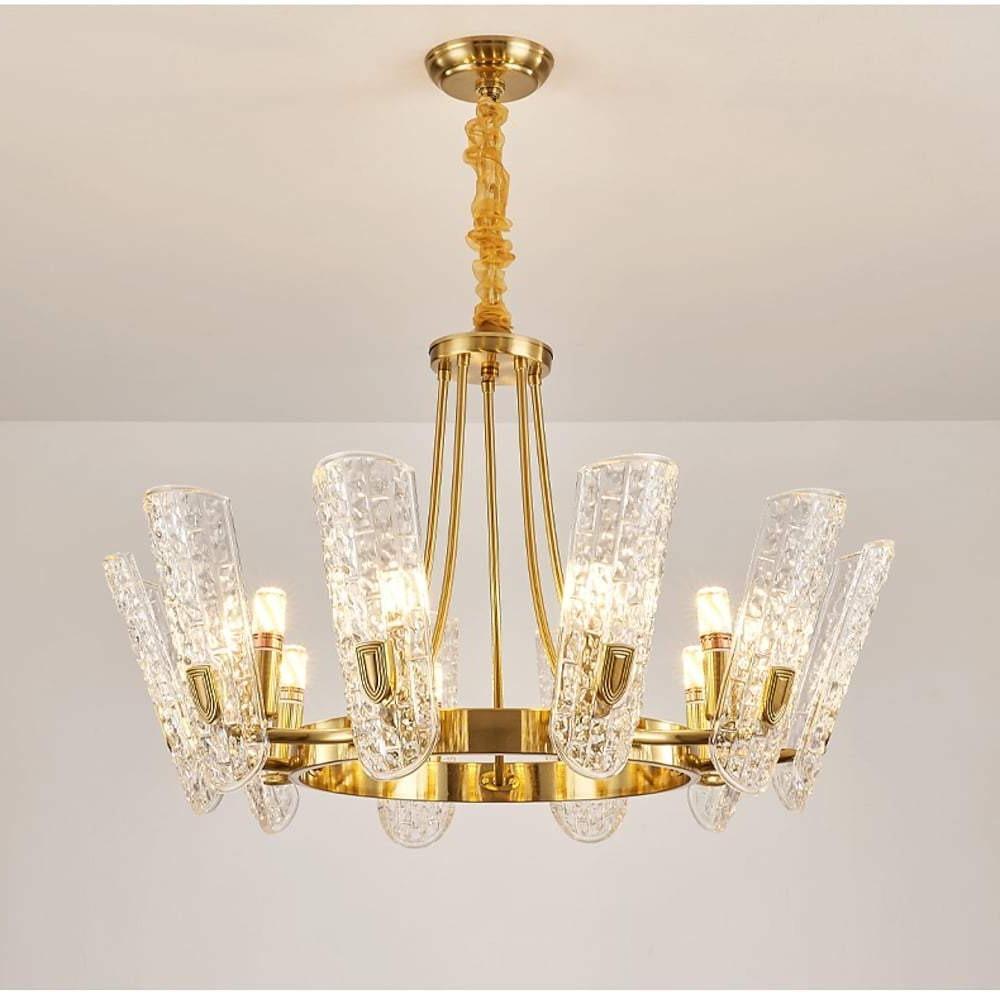 8-light LED Electroplated Metal Glass Gold Classic Chandeliers Ceiling Lights