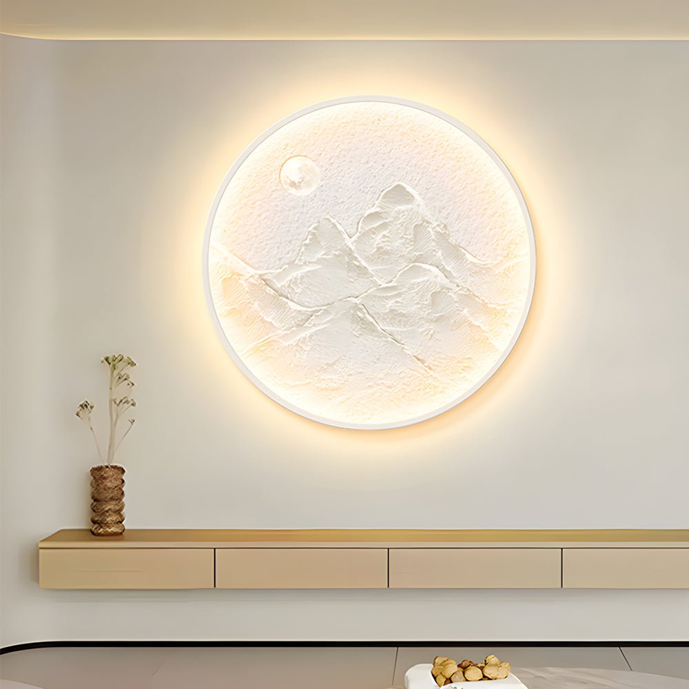 Nordic Moon Wall Sconce - Round Mountain Moon Decorative Painting Lamp