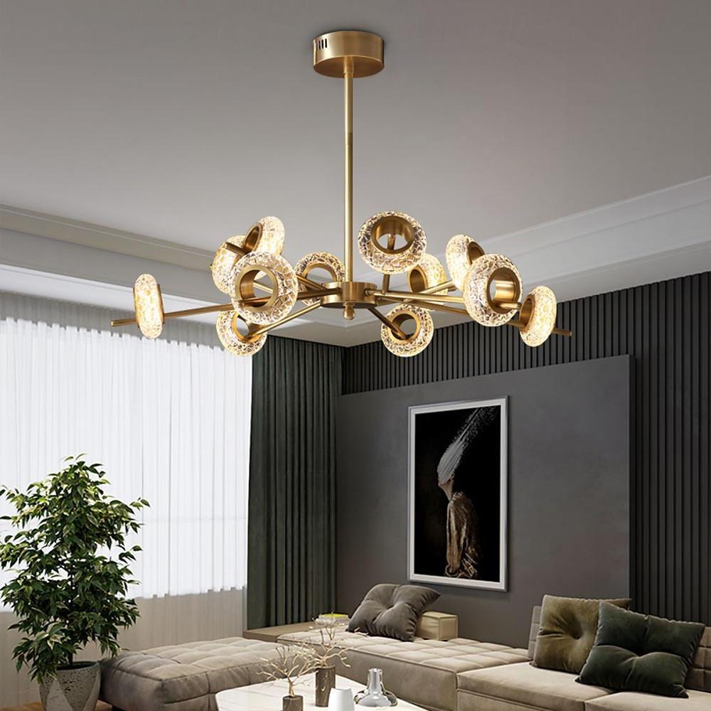 Modern Gold Sputnik Chandelier Copper Glass Island Ceiling Light