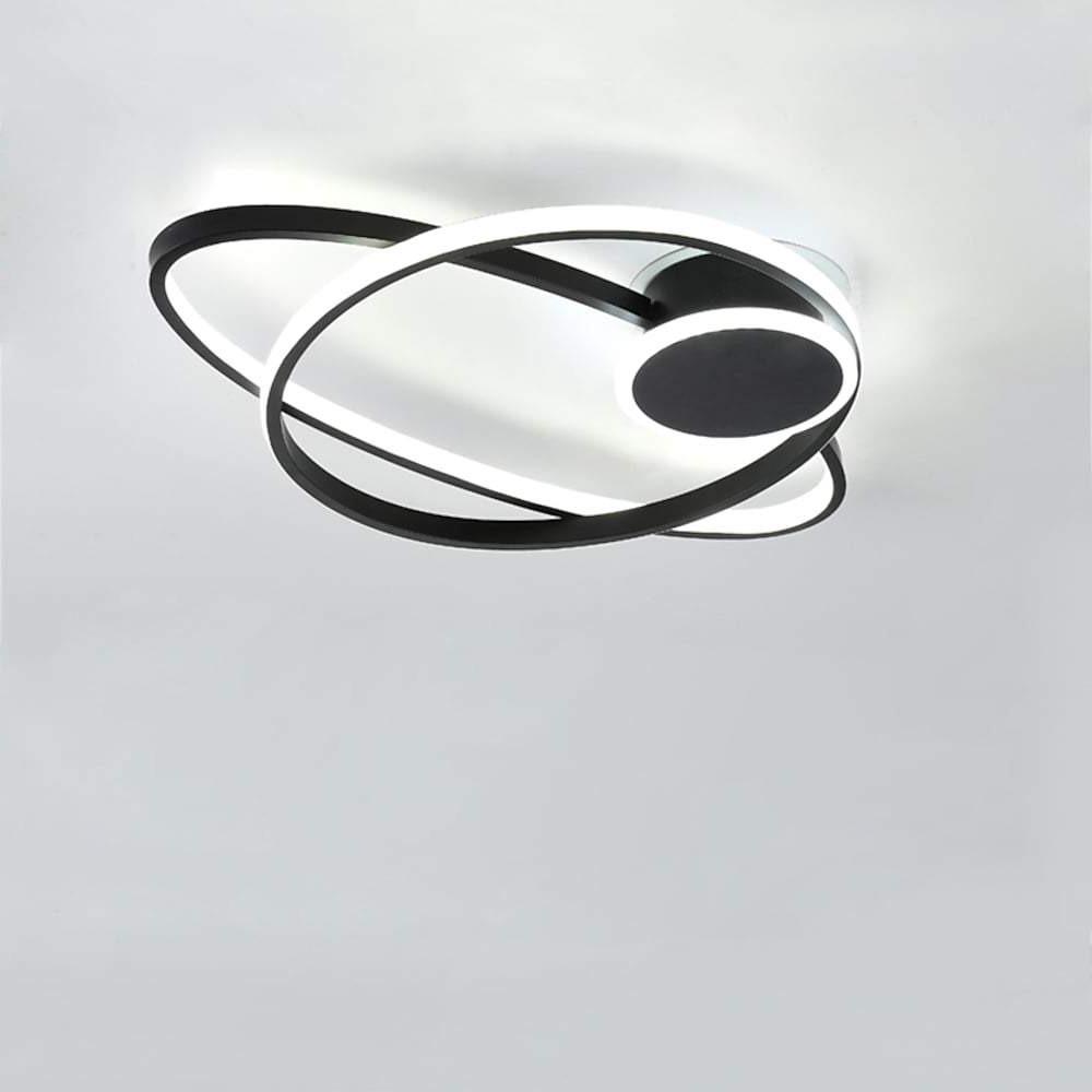 Modern Black Ring Ceiling Light: Interlocking LED Fixture