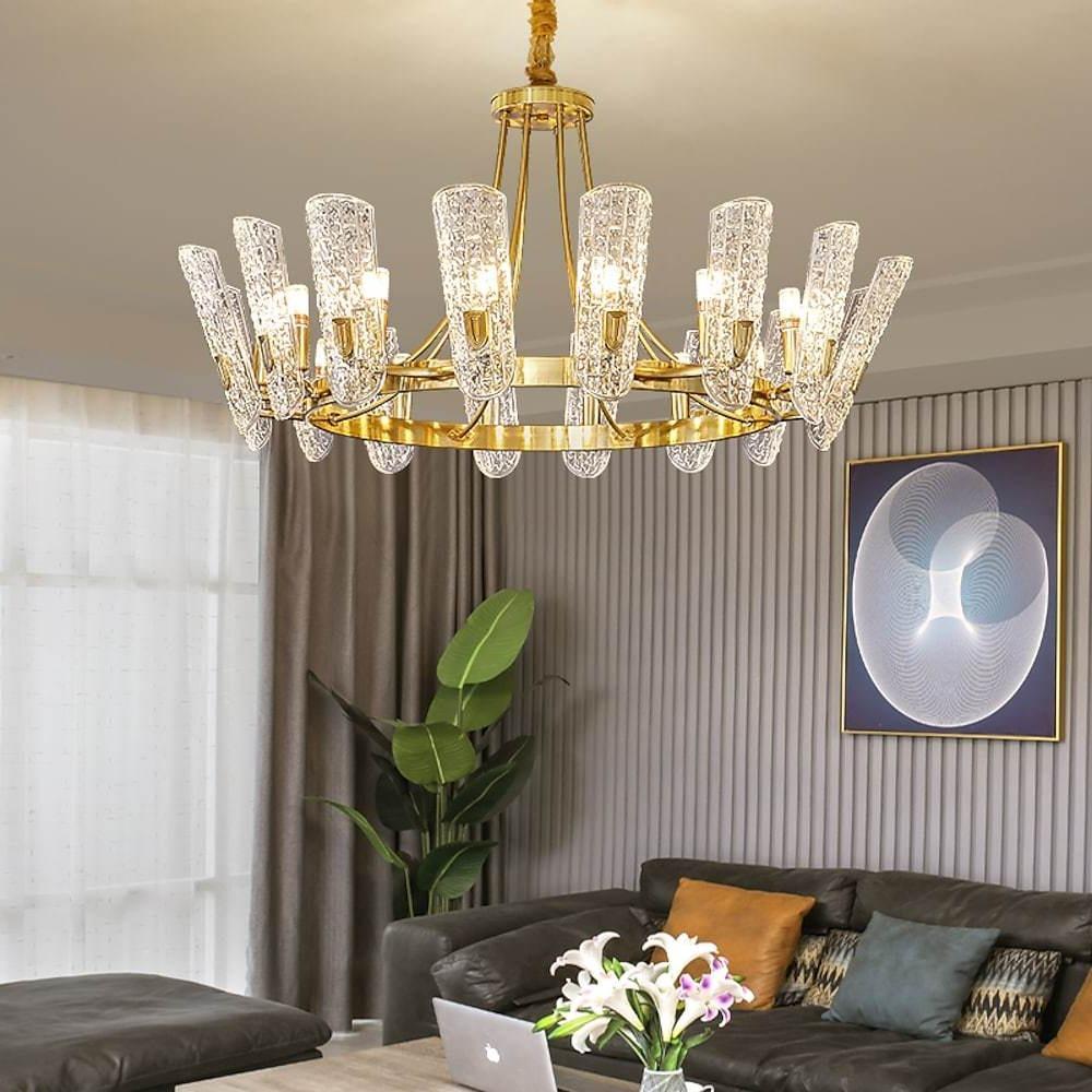 8-light LED Electroplated Metal Glass Gold Classic Chandeliers Ceiling Lights