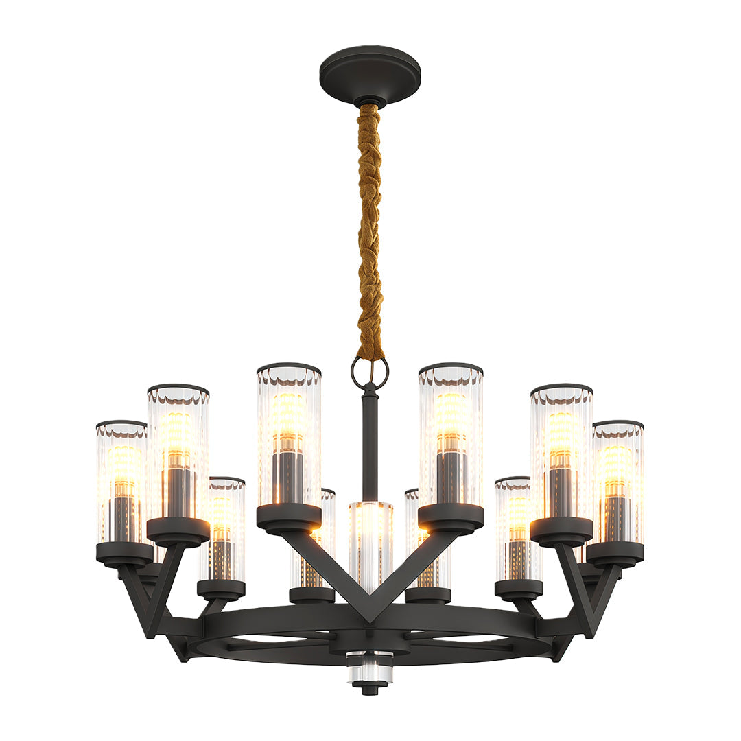 Glass Drop Chandelier High-End Luxury Copper Ceiling Light