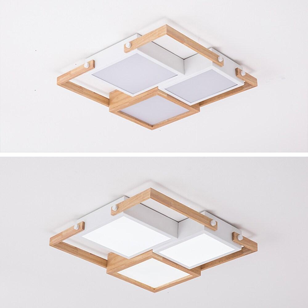LED Square Ceiling Lights Wooden Frame Recessed Light