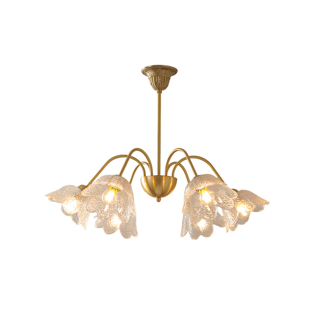 Glass Shades Chandelier Flower Shaped French Style Clear Ceiling Light