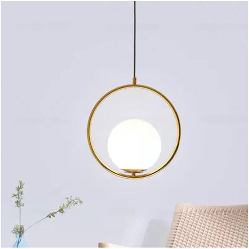Gold Ring & Globe Glass Pendant Light Nordic Hanging Lamp