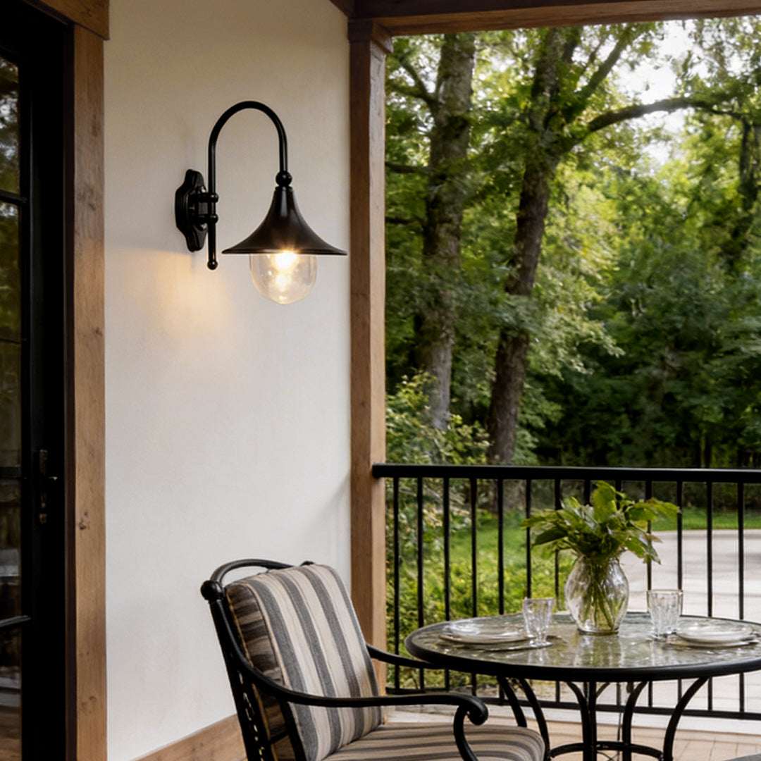 Outdoor Black Wall Lights Retro Creative Trumpet-Shaped Light