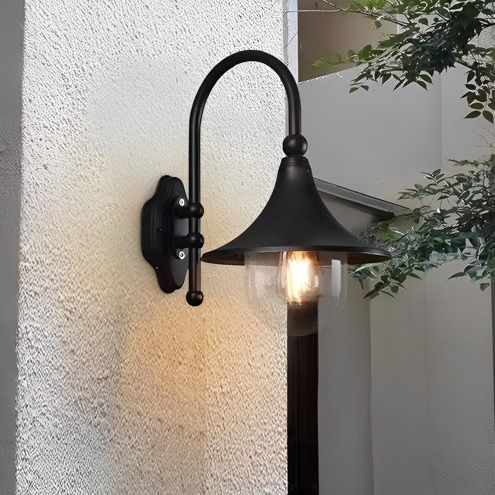 Outdoor Black Wall Lights Retro Creative Trumpet-Shaped Light