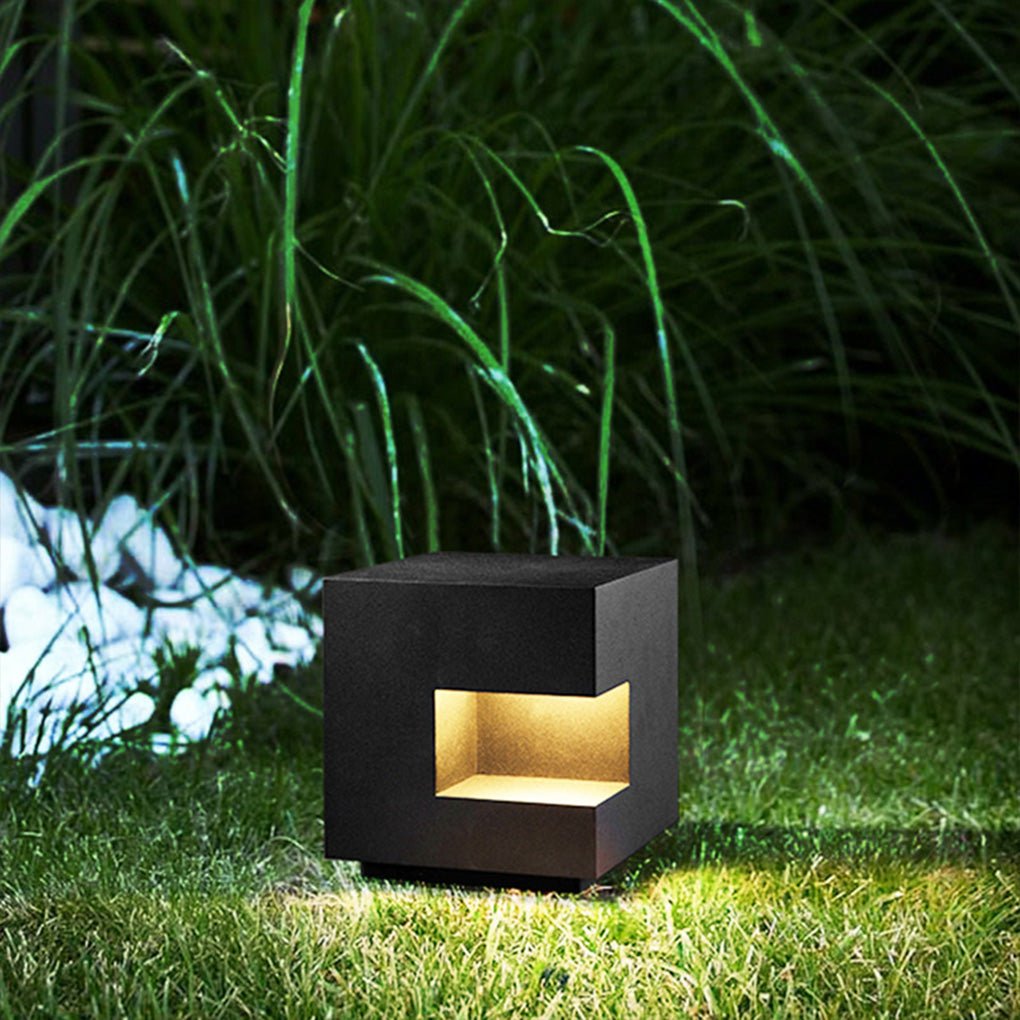 Floor Light Box Streamlined Square Black LED Outdoor Lawn Light