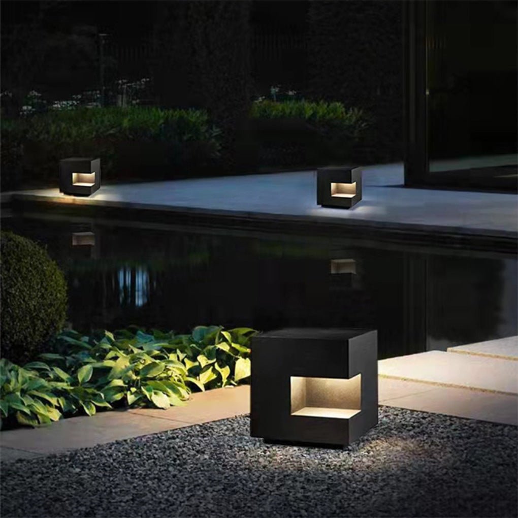 Floor Light Box Streamlined Square Black LED Outdoor Lawn Light