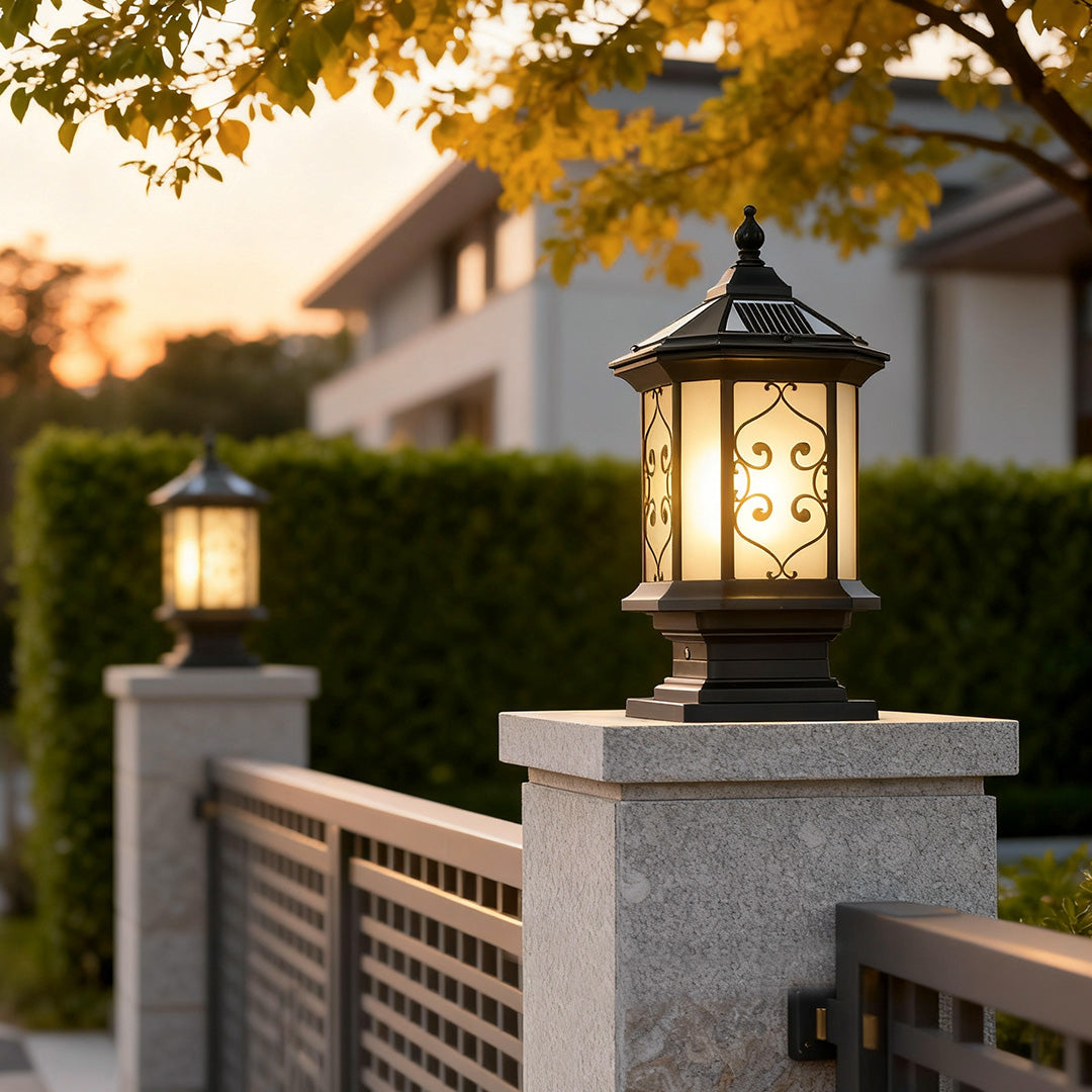Outdoor Gate Pillar Lights European-Style Waterproof Pier Mount Lamp