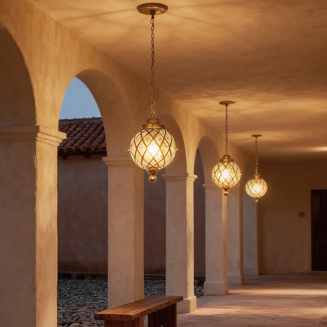 Outdoor Globe Pendant Light Aluminum Ceiling Light