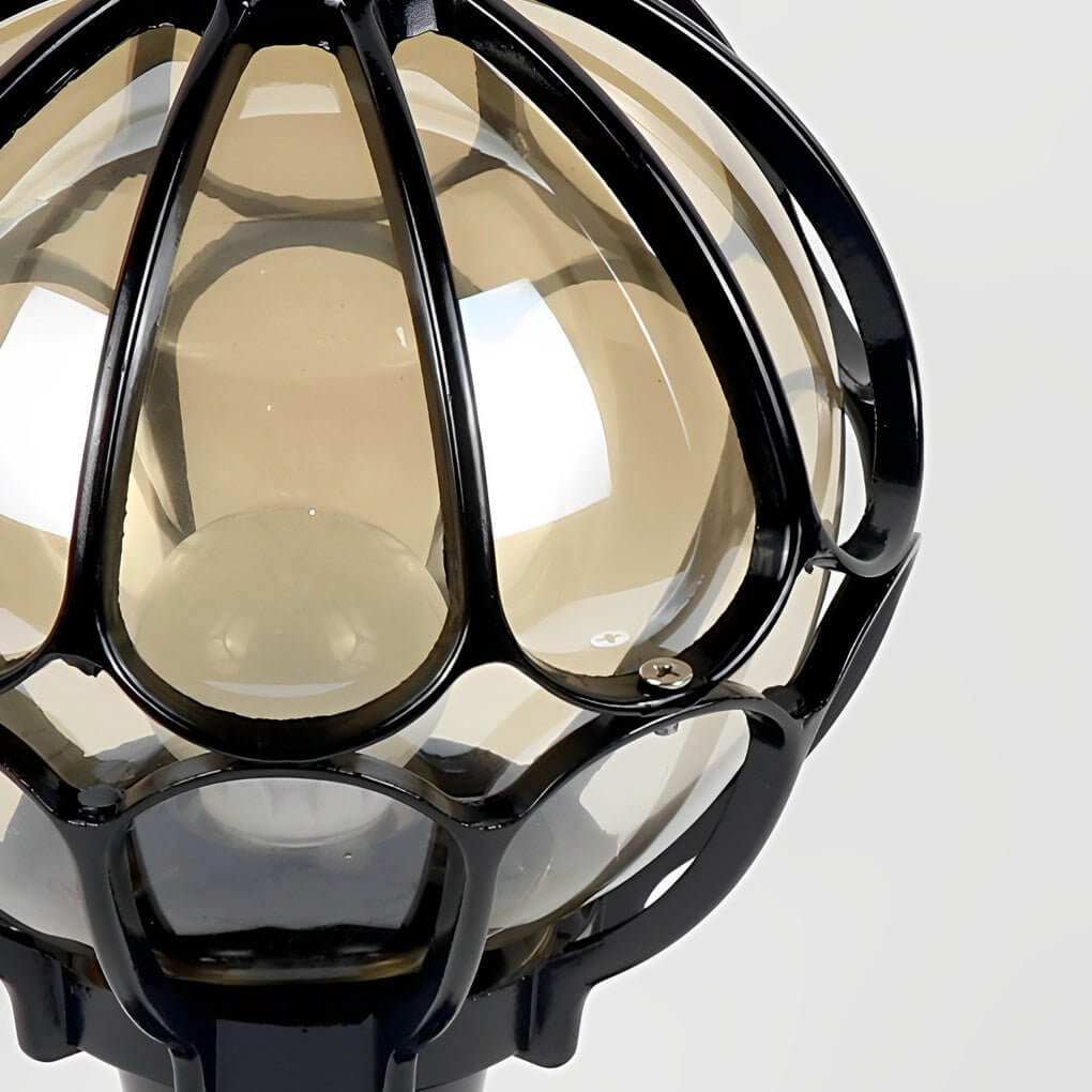 Outdoor Globe Pillar Lights Retro Glass Globe Copper Fence Post Light