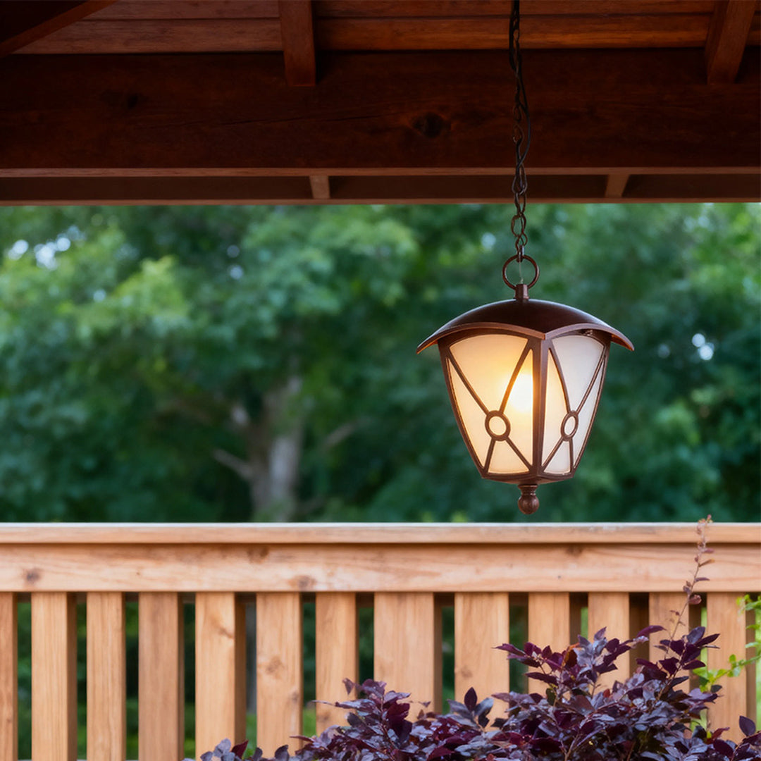 Outdoor LED Pendant Lights Black Metal Waterproof Ceiling Lights