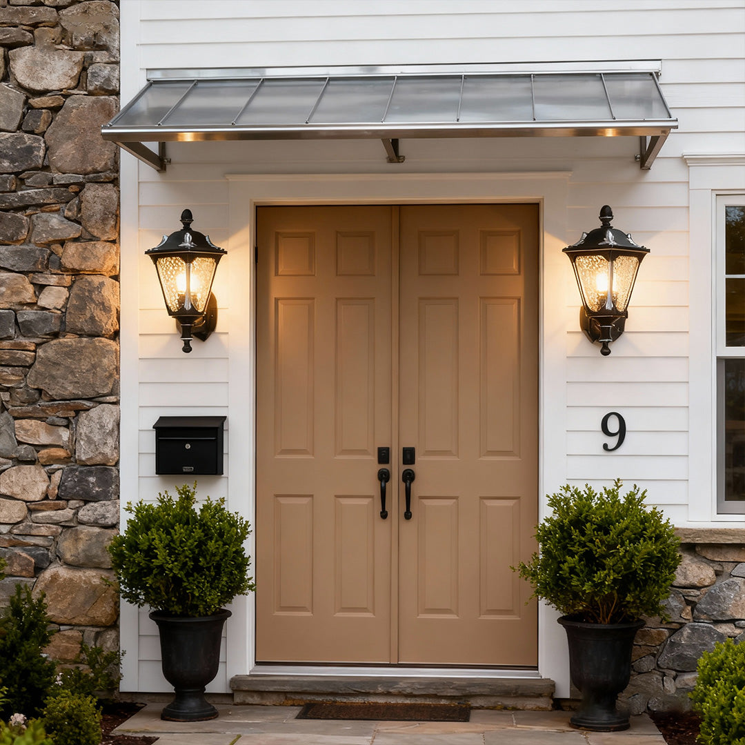 Outdoor Light for Wall Weatherproof Glass Shade Classic Aluminum Lamp