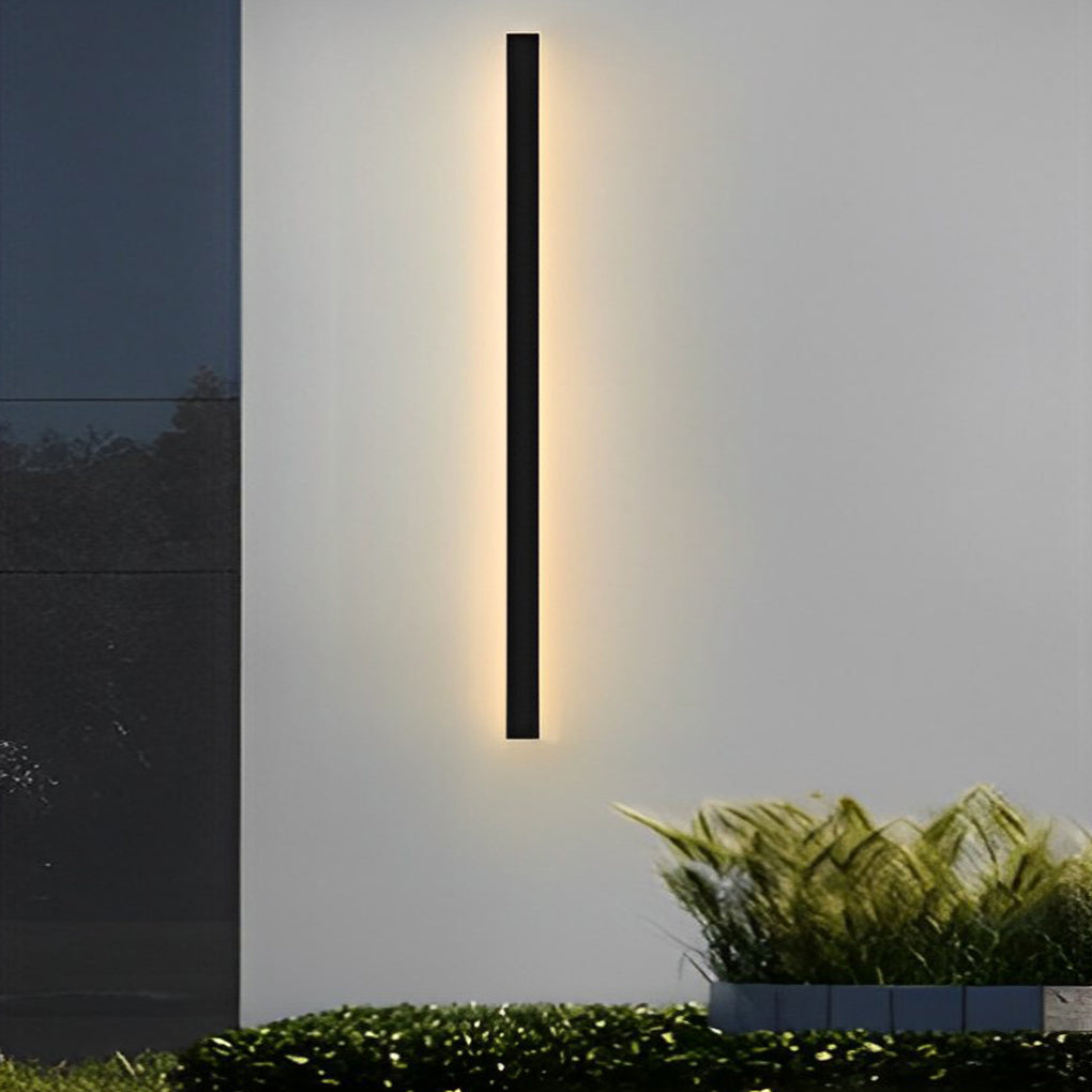 Outdoor Linear Wall Light Waterproof Black Modern Solar Ligh