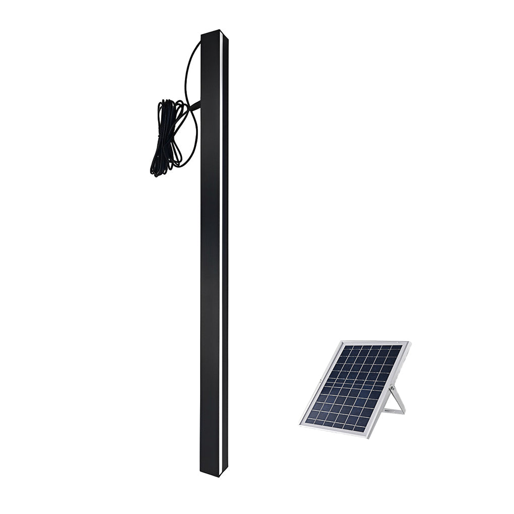Outdoor Linear Wall Light Waterproof Black Modern Solar Ligh