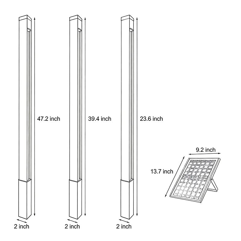 Outdoor Linear Wall Light Waterproof Black Modern Solar Ligh