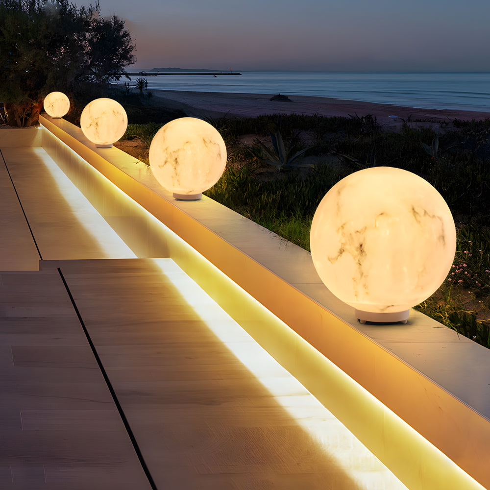 Outdoor Pillar Light Faux Waterproof Moon Globe Light