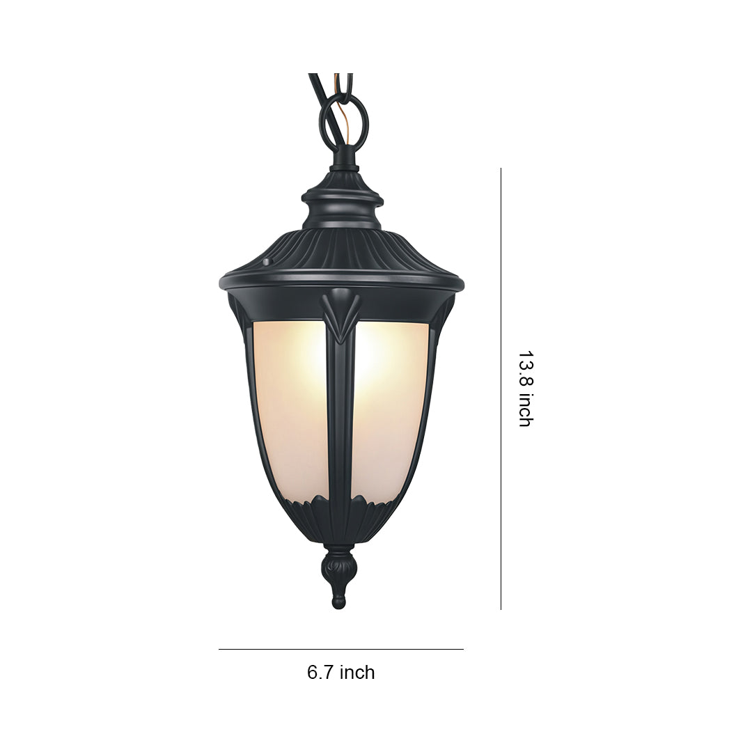 Outdoor Porch Pendant Light Black Metal Simple Ceiling Lamp
