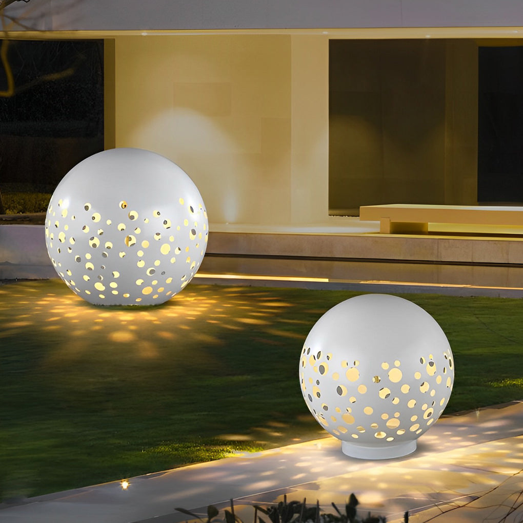 Outdoor Sphere Light Waterproof Round Hollow Metal Modern Light