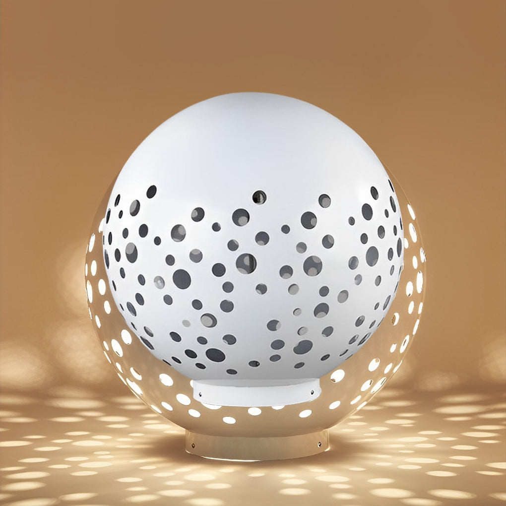 Outdoor Sphere Light Waterproof Round Hollow Metal Modern Light