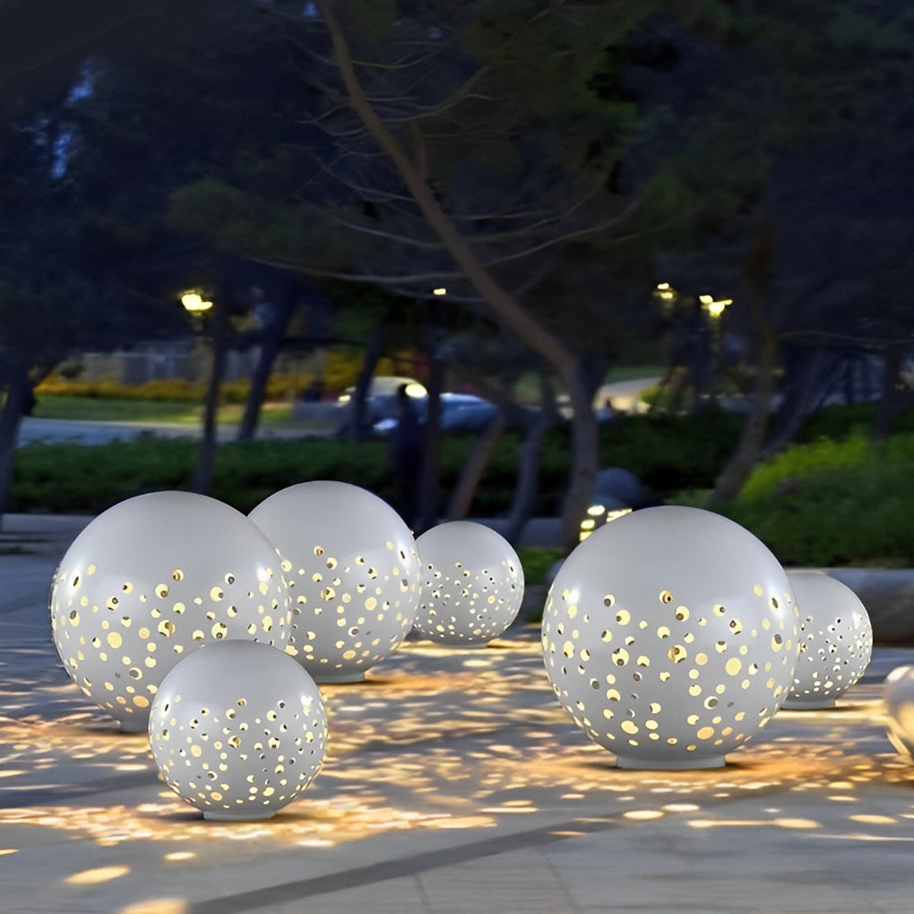 Outdoor Sphere Light Waterproof Round Hollow Metal Modern Light
