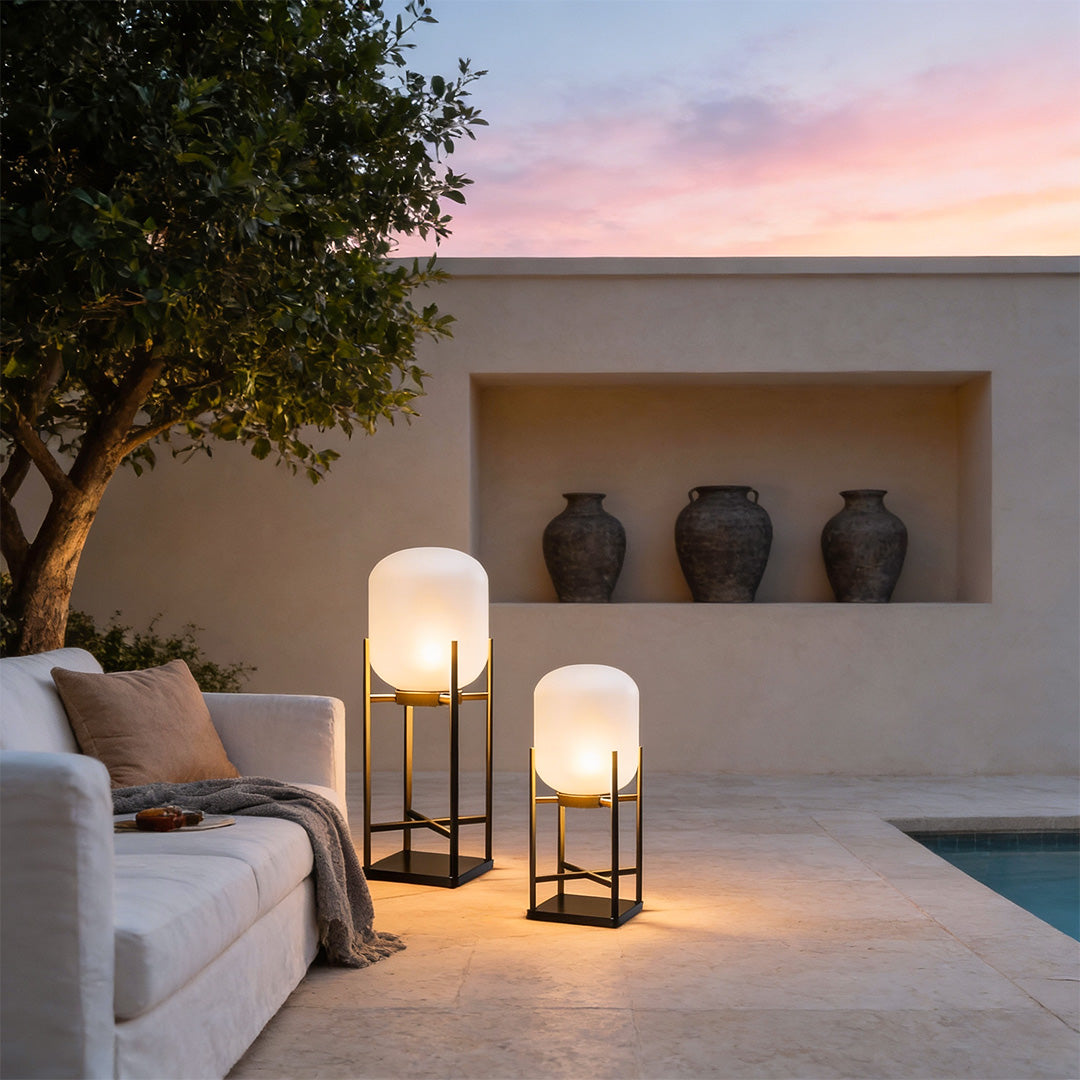 Outdoor Standing Light Lantern LED Metal Floor Lamp