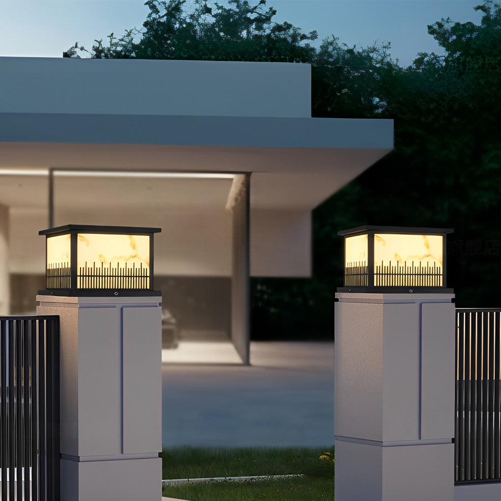 Outdoor Stone Pillar Lights Square Solar Fence Light