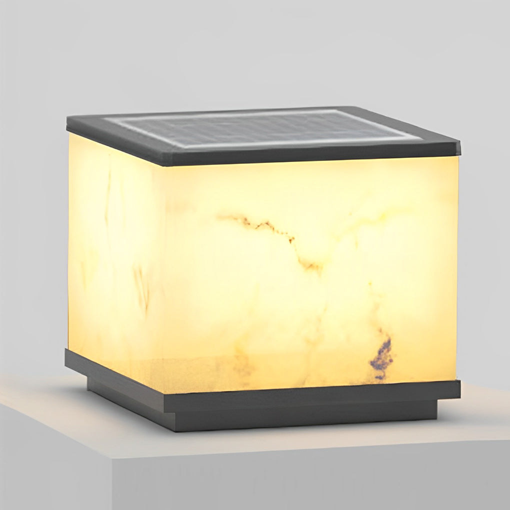 Outdoor Stone Pillar Lights Modern Square Marble-Textured Light