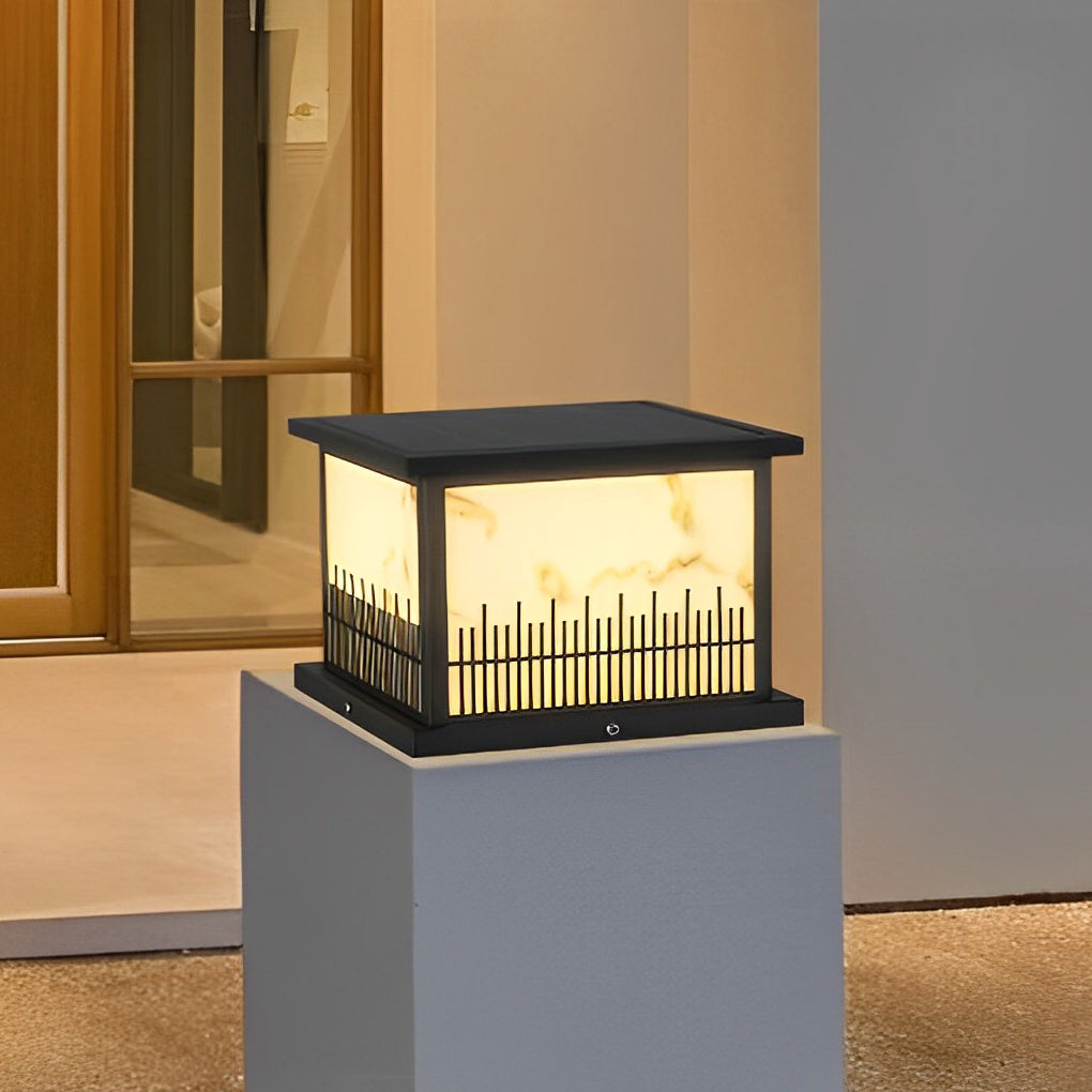 Outdoor Stone Pillar Lights Square Solar Fence Light