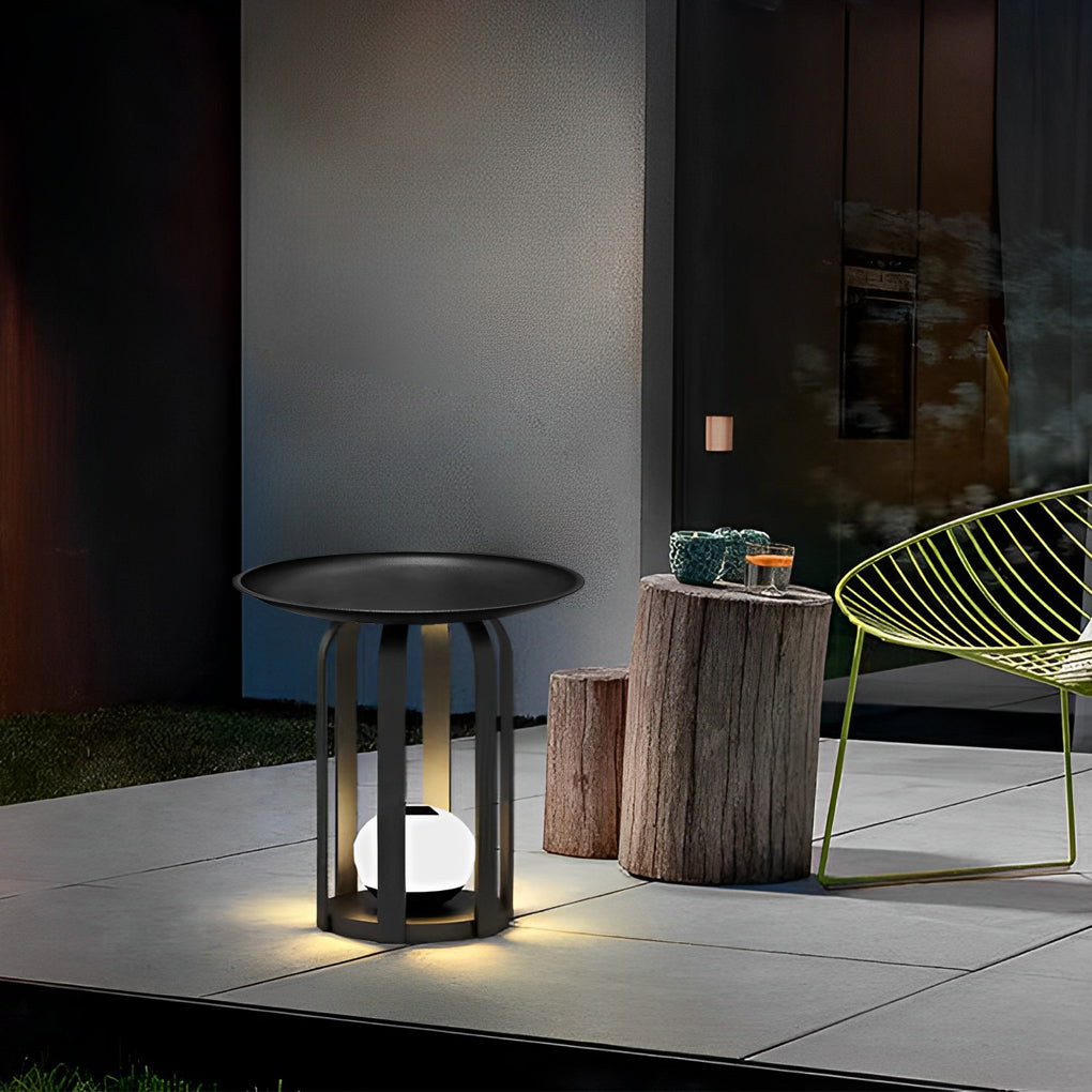 Outdoor Tray Floor Lamp Modern Dual-Function Waterproof Solar Lamp
