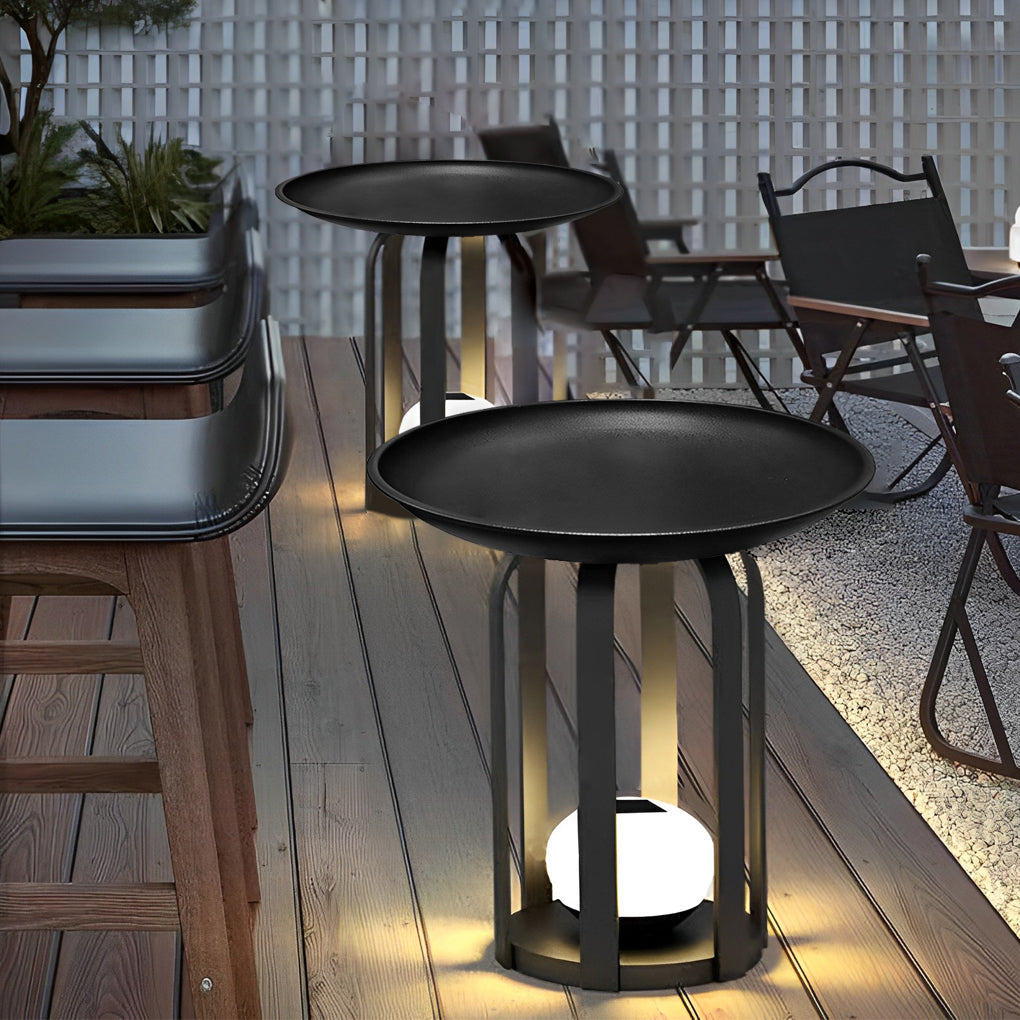 Outdoor Tray Floor Lamp Modern Dual-Function Waterproof Solar Lamp