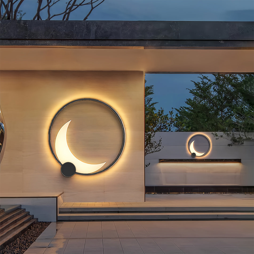 Decorative Outdoor Wall Lights Gray Waterproof Ring Crescent Lamp