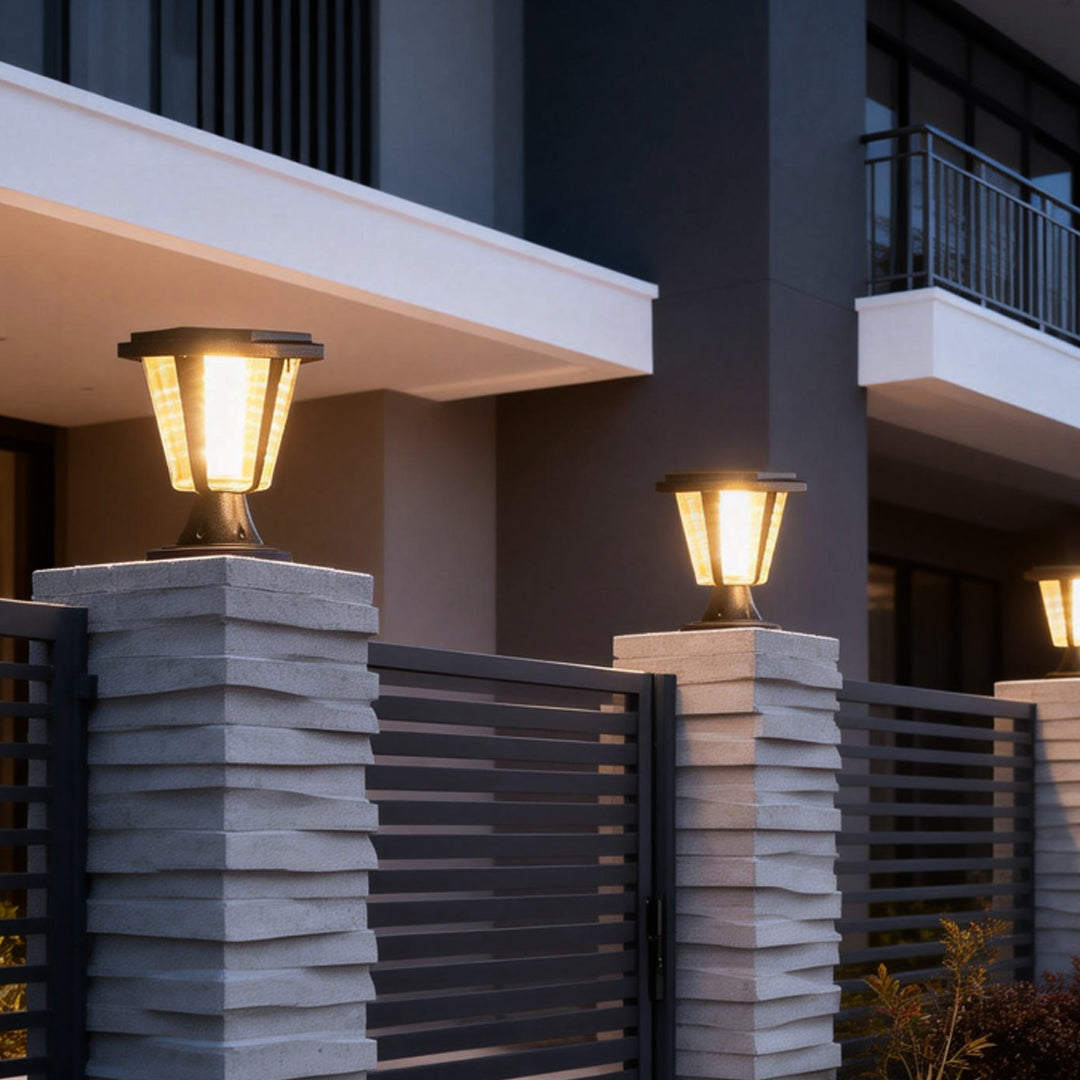 Outdoor Waterproof Post Lamp Modern Solar Motion Sensor Light