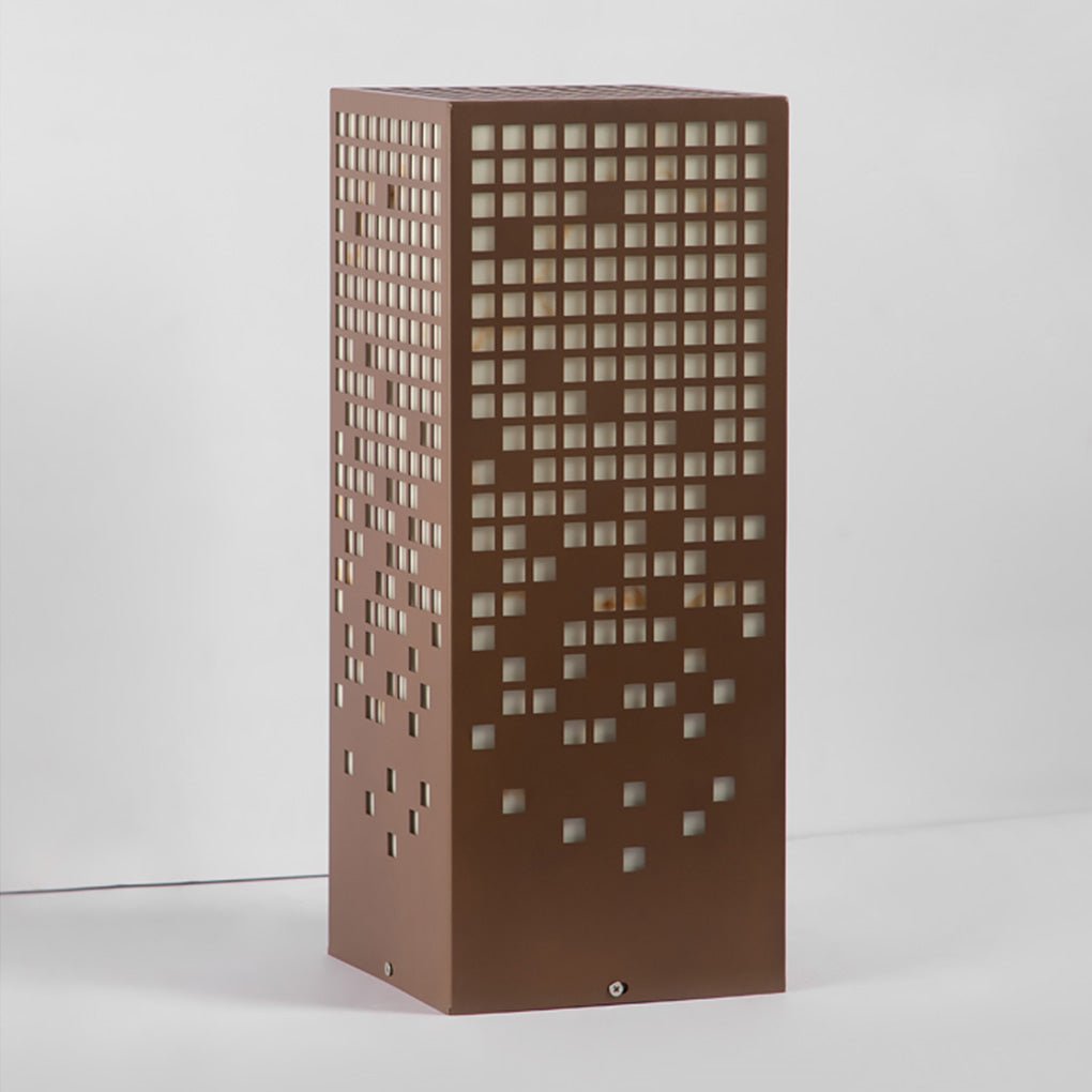 High-End Stainless Steel Outdoor LED Light with Unique Square Pattern for Elegant Bollard Lights