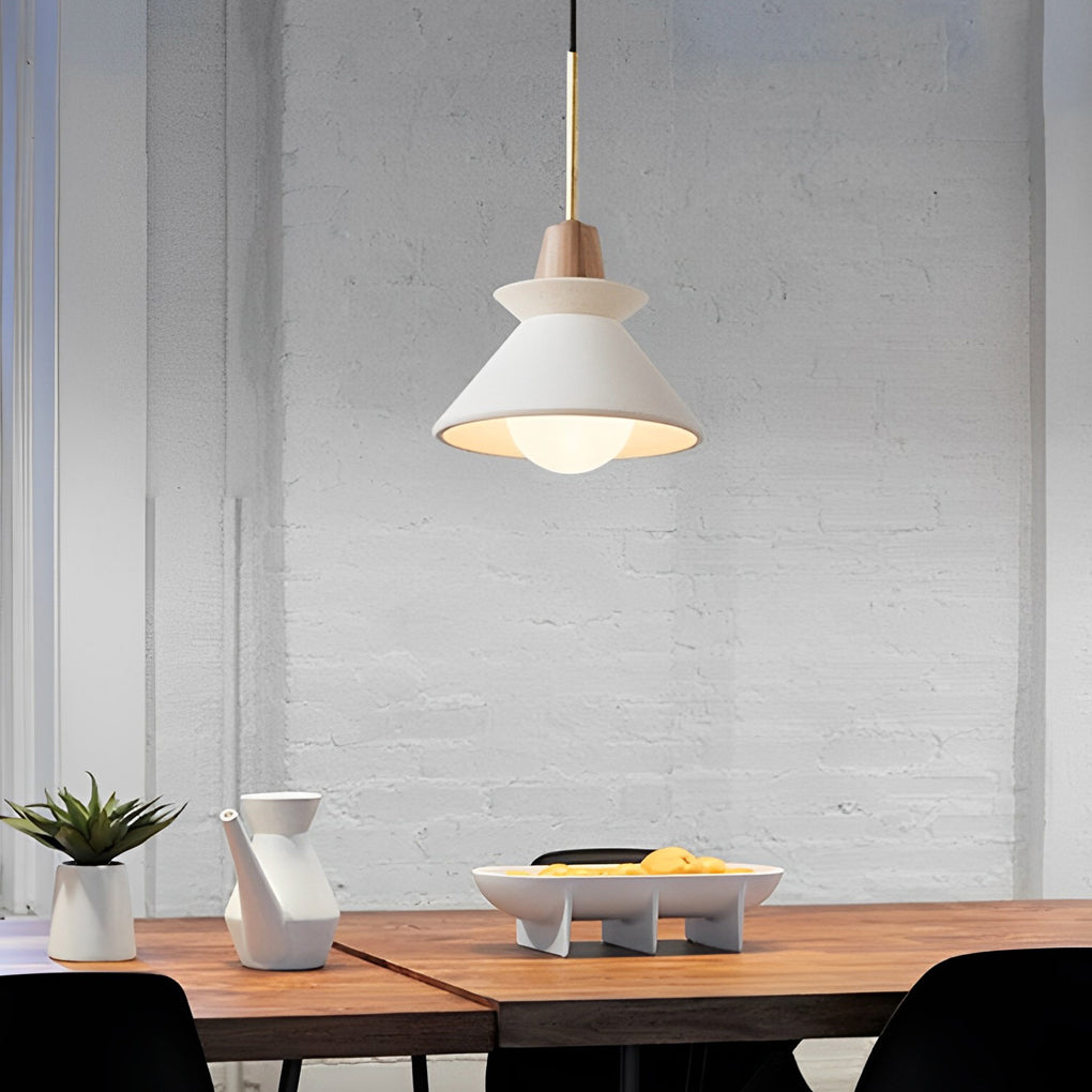 Plaster Cone Pendant Light Creative White Cement Ceiling Light