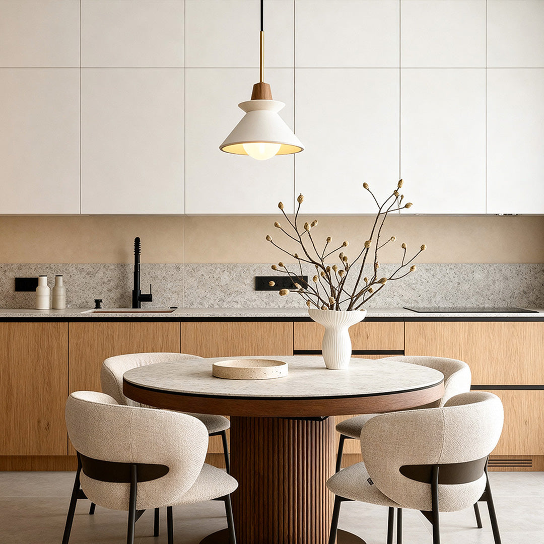 Plaster Cone Pendant Light Creative White Cement Ceiling Light